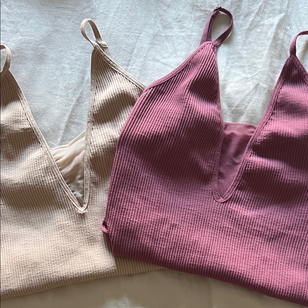 Free People mesh cami duo - mauve and beige